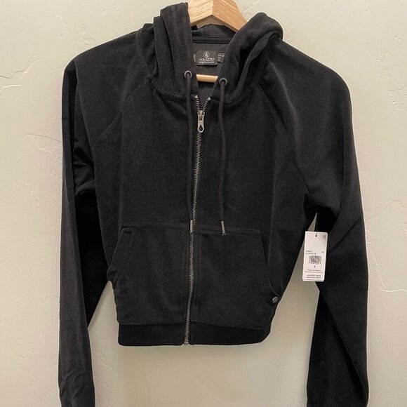 Volcom Lil Velour Zip Up Crop Hoodie and Pants NWT - Picture 2 of 10